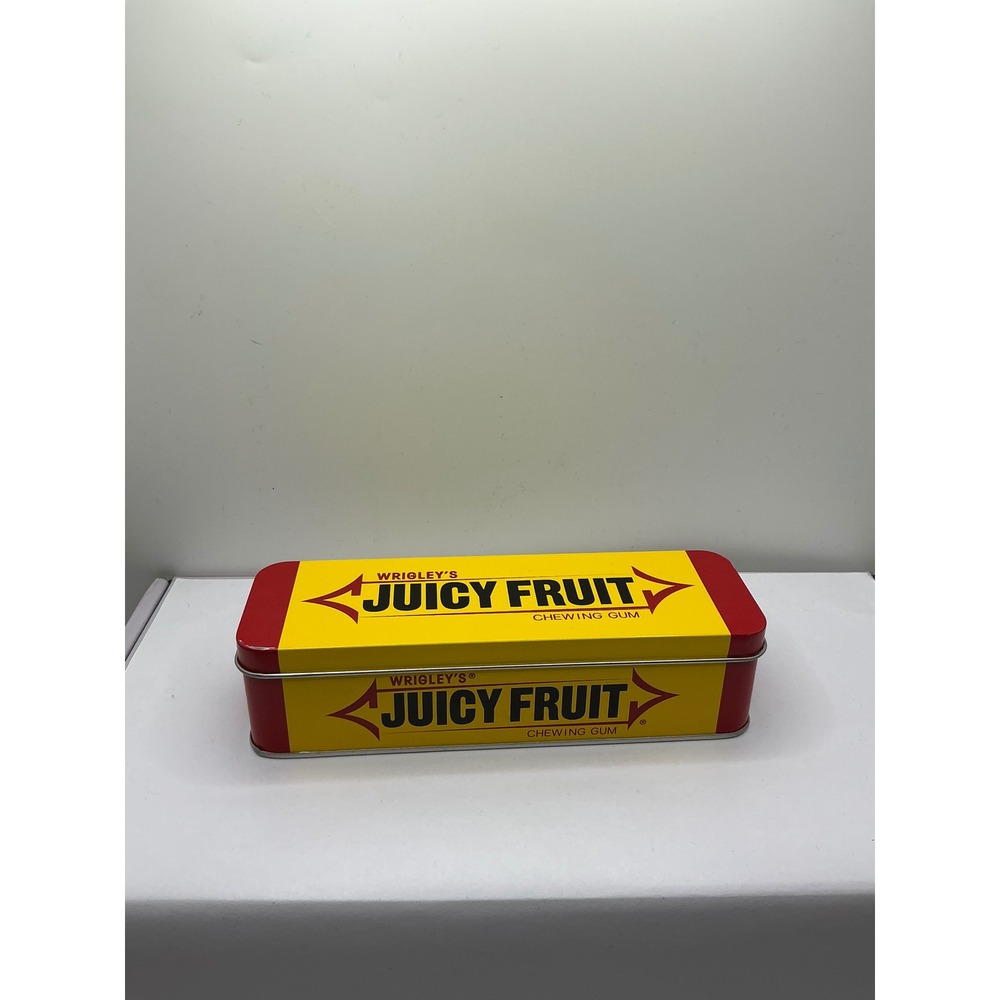 Wrigley's Juicy Fruit Chewing Gum Collectible Metal Tin Yellow Red Hinged Box